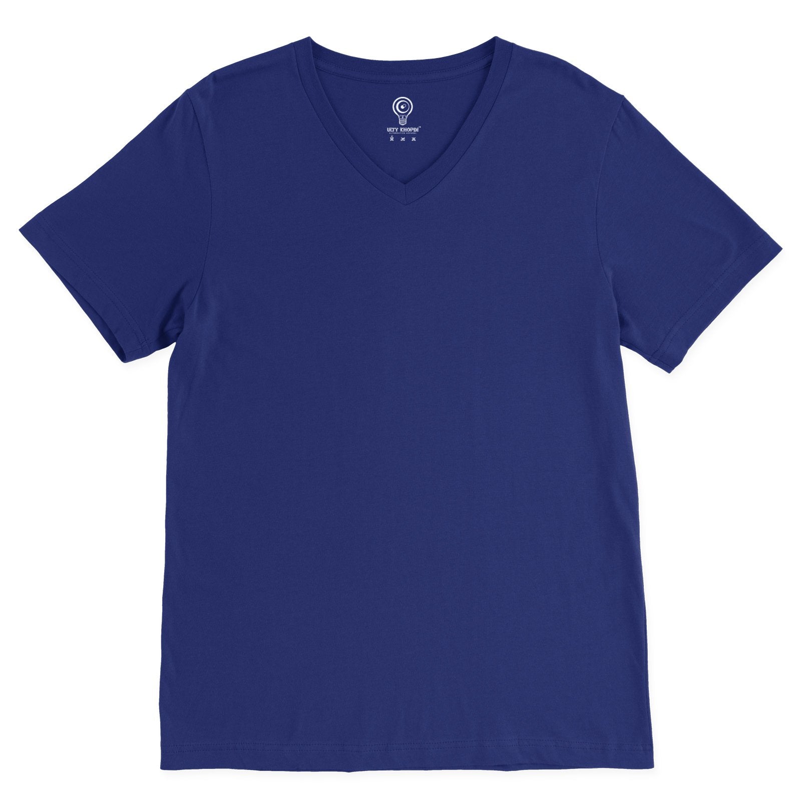 Solid Royal Blue V Neck T Shirt